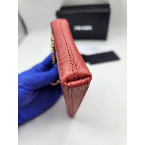 PRADA Saffiano Metal Zip Around Key Holder - Peonia - Picture 5 of 10